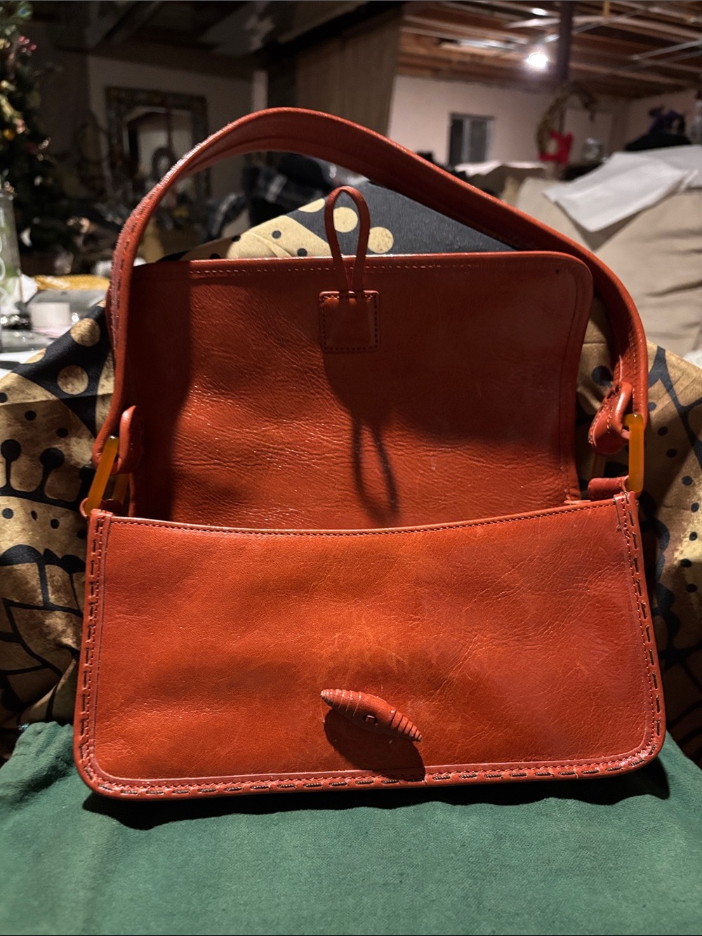 Cole Haan Burnt Orange Leather Shoulder Bag - Picture 3 of 5